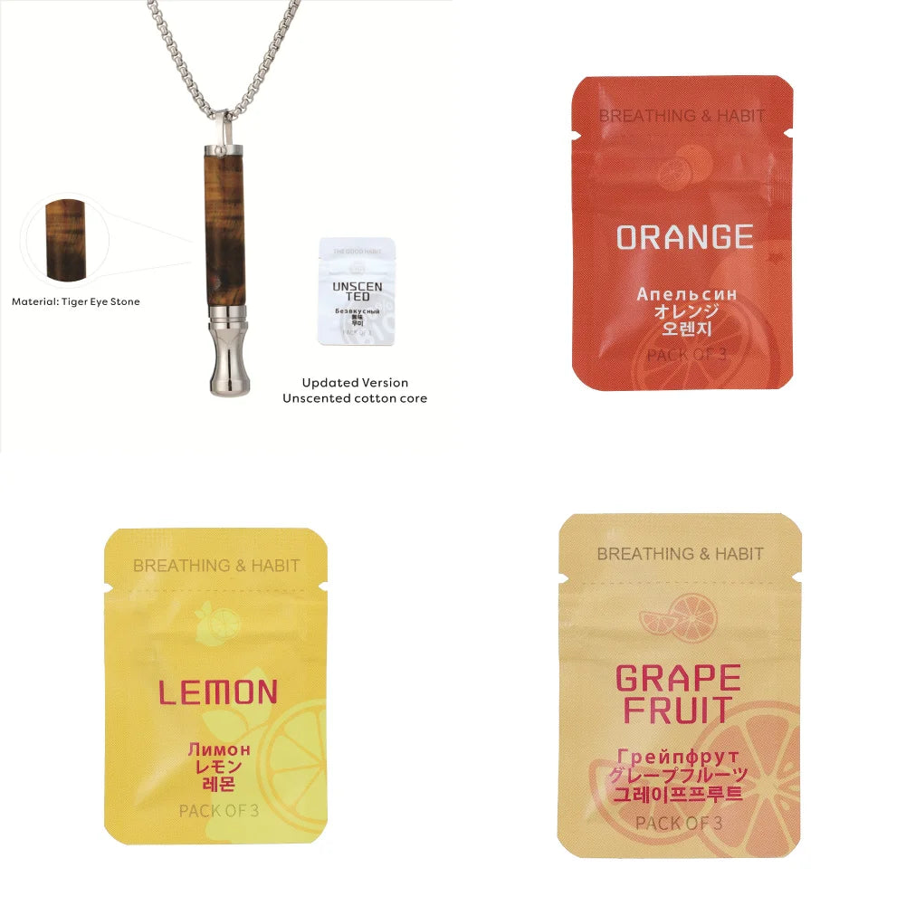 Quit Smoking Meditation Pendant Necklace – Titanium Steel Unisex Anti-Smoking Necklace with Filter Cotton