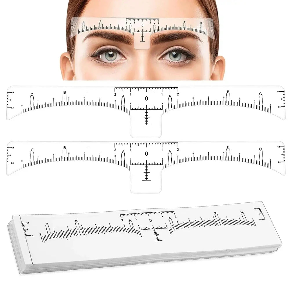 20/50/100pcs Disposable Tattoo Eyebrow Ruler Stickers — Microblading Measurement Tools for Permanent Makeup