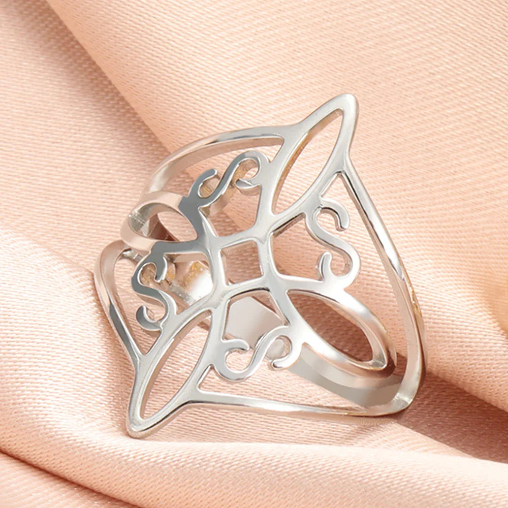 Witch Knot Stainless Steel Ring – Wiccan Celtic Knot Amulet, Good Luck & Protection Jewelry for Men & Women