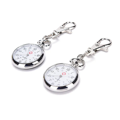 Stainless Steel Quartz Pocket Watch with Key Ring Chain – Cute and Stylish New Gift, 1PC
