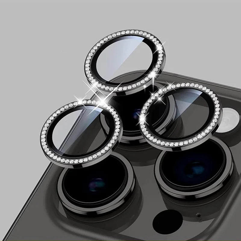 Bling Glitter Diamond Camera Lens Protector Case for iPhone 17/16/15/14/13/12/11 Pro Max Plus – Screen Protector Film Included