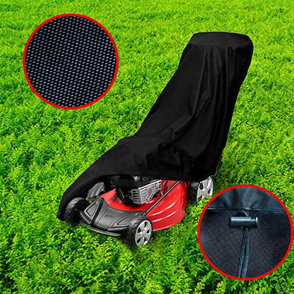 Outdoor Lawn Mower Cover 210D Oxford Cloth – Waterproof UV Resistant Universal Fit with Drawstring, Heavy Duty Black Protection Cover