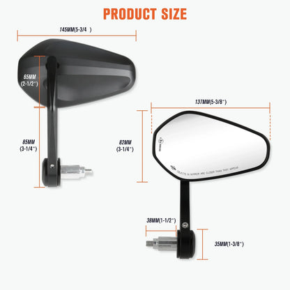 Motorcycle Rearview Side Mirrors | 7/8" & 1" Handlebar End Mirrors for Yamaha & Kawasaki