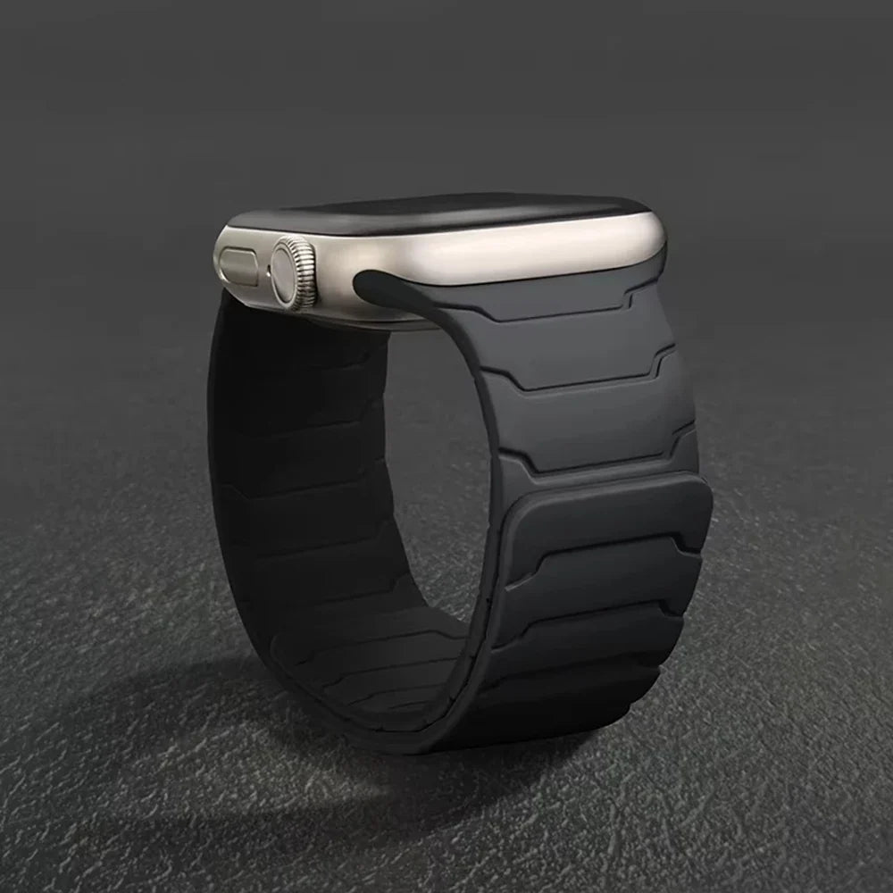 Silicone Magnetic Strap for Apple Watch - Adjustable Band for 49mm/46mm/45mm/44mm/42mm/41mm/40mm Series Ultra, SE & More