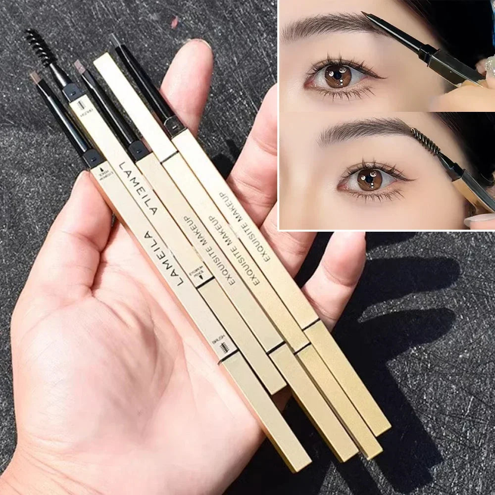 5-Color Dual-Head Eyebrow Pencil with Brush – Waterproof, Sweatproof Eyebrow Gel & Tattoo Pencil for Long-Lasting Natural Makeup