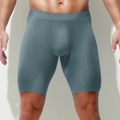 Men’s Modal Seamless Boxer Briefs – Long Leg Sports Underwear, Wear-Resistant Extended Fit, Breathable Large Size Comfort Shorts