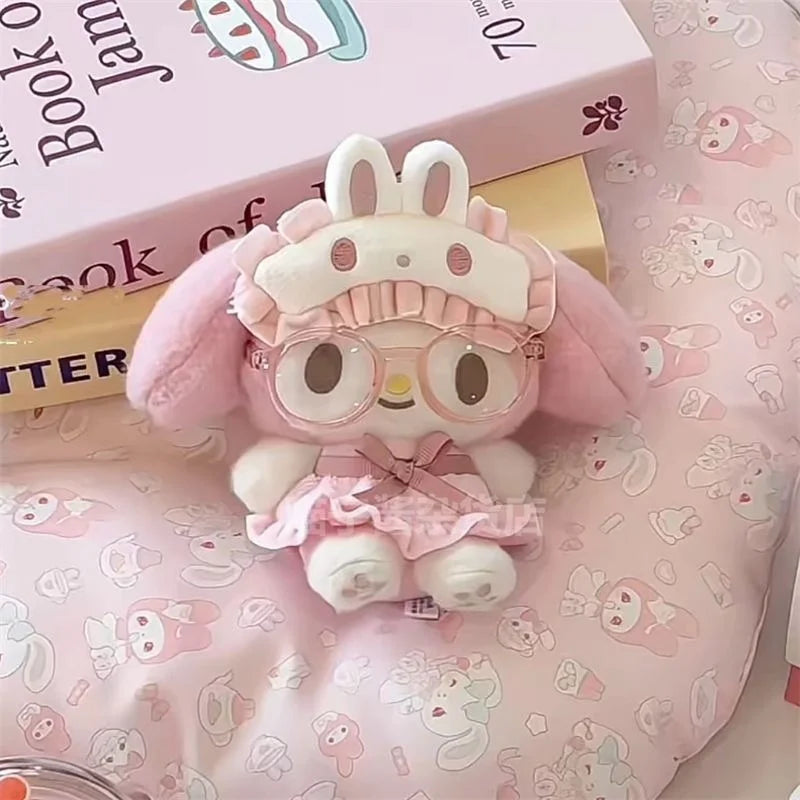 Cute KT Cat Plush Keychain — Cartoon Anime Glasses-Wearing Cat Backpack Pendant, Gift for Girls, Birthday & Holiday