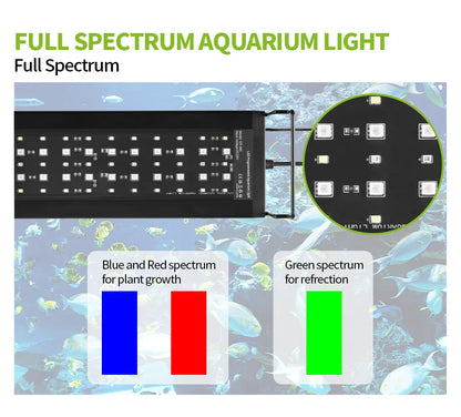 Full Spectrum Aquarium LED Light – 24/7 Lamp with Thermometer & Memory Function for Aquatic Plants