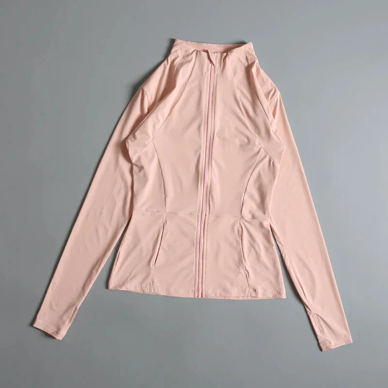 New Yoga Wear Ladies Coat – High Elastic Loose Fitness Top, Long Sleeve Stand-Up Collar for Exercise