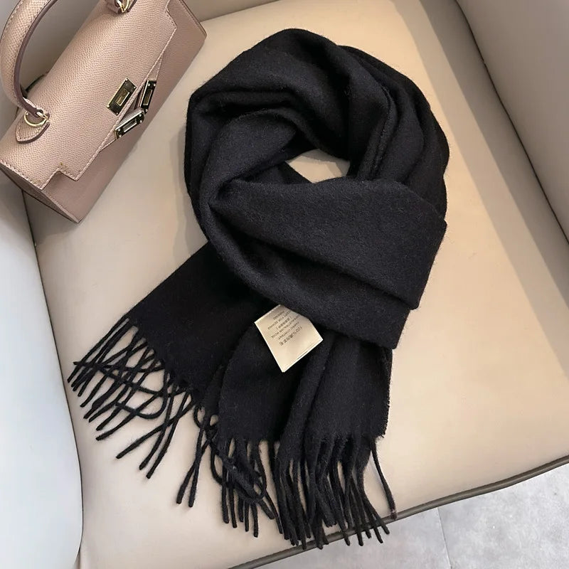 Winter Narrow Wool Scarf – 28 Colors, 100% Wool Solid Color Unisex Scarf for Men & Women, Warm and Cold-Proof