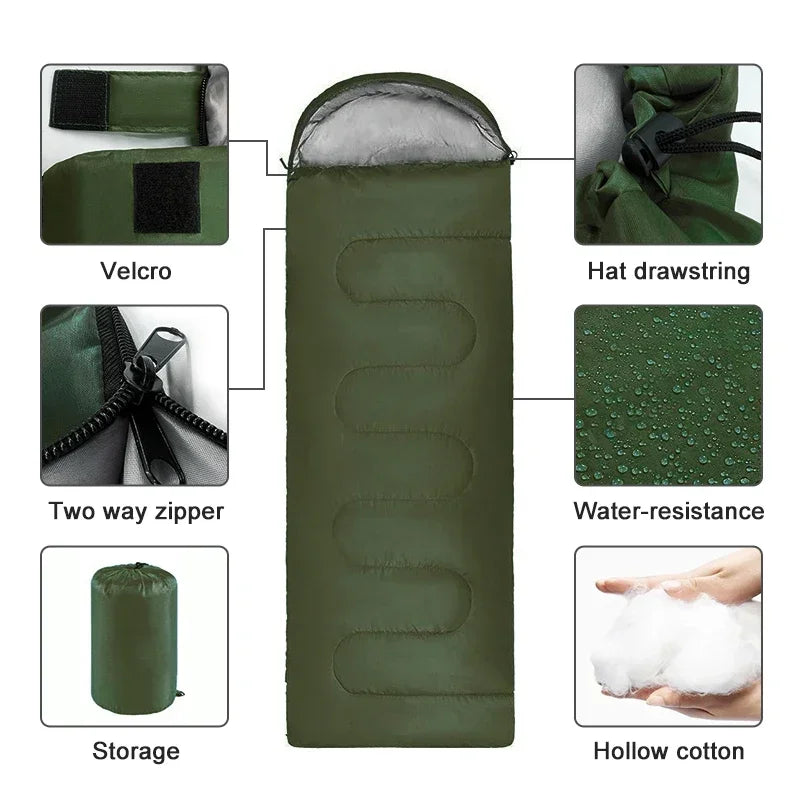 Ultralight Camping Sleeping Bag - Waterproof, 4-Season Warm Envelope for Backpacking, Outdoor Traveling & Hiking