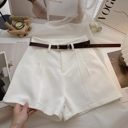 Casual Women’s A-Line Shorts — Vintage Solid High Waist Office & Streetwear Summer Trousers