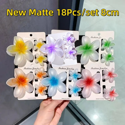 18Pcs Egg Flower Hair Clips | Gradient Candy Color Flowers, Shark Clips for Daily Ponytail Styling