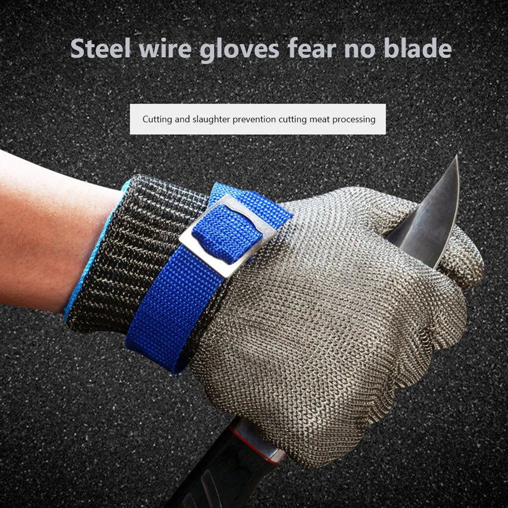 Stainless Steel Cut-Resistant Gloves - Anti-Cut, Wire Metal Mesh Hand Protection for Butchering, Gardening, and Work Safety