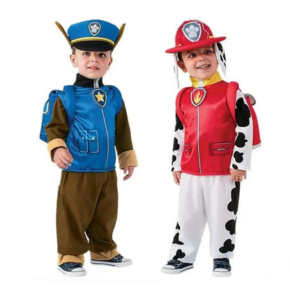 Anime Dog Patrol Kids Costume Set – Tops, Pants, Backpack & Hat for Marshall, Chase, Skye, Zuma, Rubble Halloween Cosplay