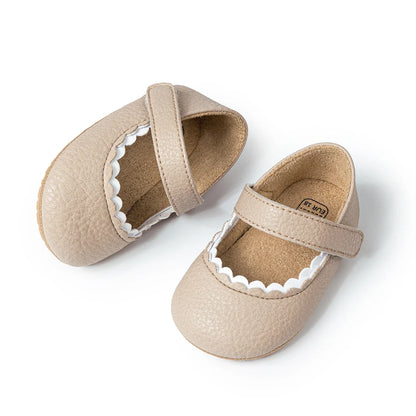 Meckior Baby Boys & Girls Shoes - Infant Leather with Rubber Sole, Anti-Slip Toddler First Walkers, Newborn Princess Crib Shoes