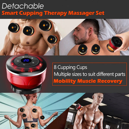 8 Cup Electric Cupping Massager – Gua Sha Vacuum Suction Cups with EMS, Anti-Cellulite Magnet Therapy & Fat Burner Body Massager