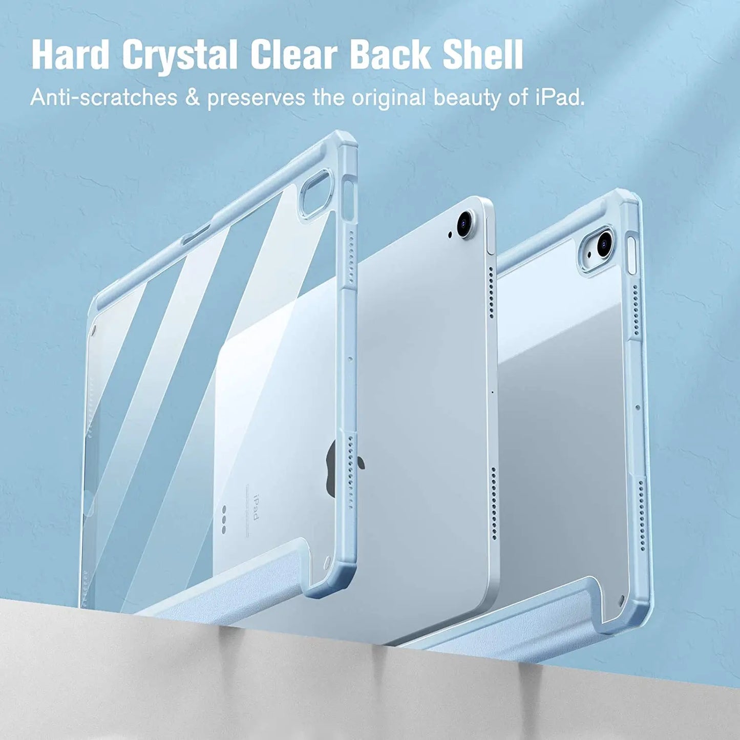 Clear iPad Case with Pencil Holder: Compatible with iPad 10.2 7th/8th/9th Gen, iPad Pro 11/12.9 2022, iPad Air 4/5 - Protective Cover