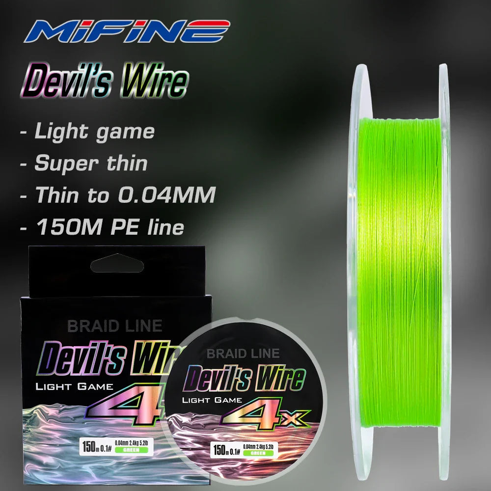 MIFINE Devil’s Wire 150M Braided Fishing Line – 4X PE Ultra Strong Thin Fishing Line for Bass, Perch & Trout