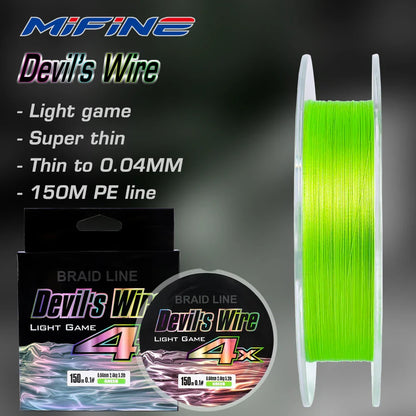 MIFINE Devil’s Wire 150M Braided Fishing Line – 4X PE Ultra Strong Thin Fishing Line for Bass, Perch & Trout