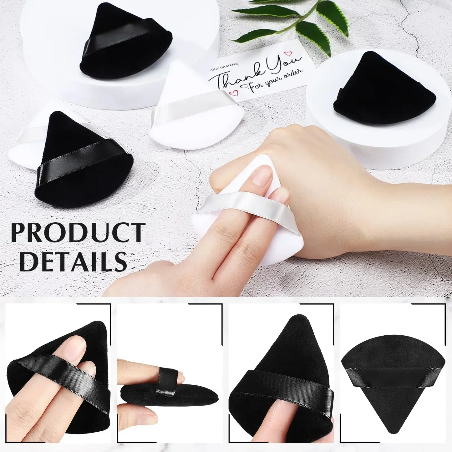 10/20PCS Triangle Velvet Powder Puffs – Mini Face Makeup Sponges, Washable & Lightweight Cosmetic Tools