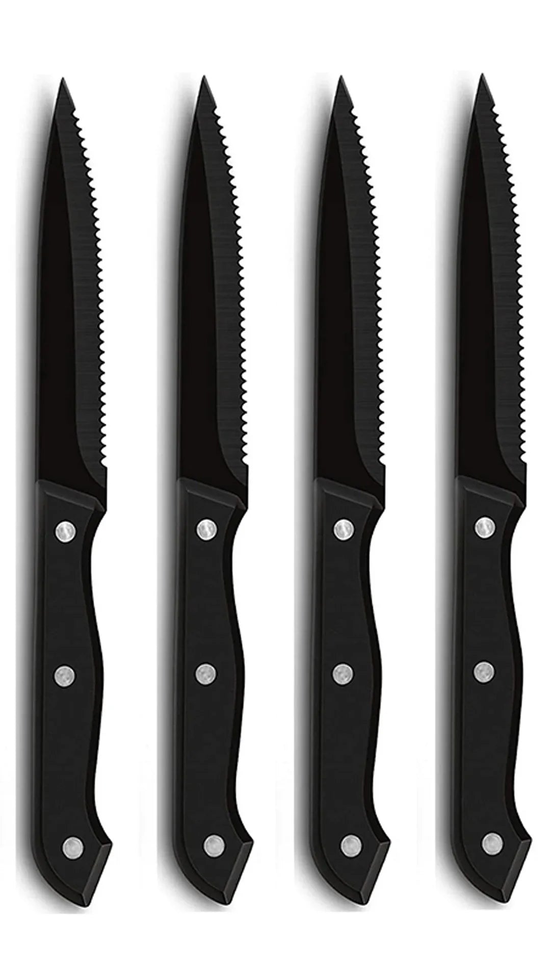 1/4/6/8/12-Pc Steak Knife Set – Full Tang Serrated Stainless Steel Knives for Beef, Bread & Restaurant Table Dinner Use