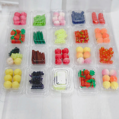 1/6 Miniature Dollhouse Fruit Set – Mini Peach & Grape with Box for Blythe, OB11, BJD Dolls