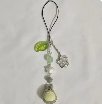 Handmade Cat Phone Charm - Four Leaf Clover Beaded Y2K Fairy Core Keychain & Bag Pendant Accessory