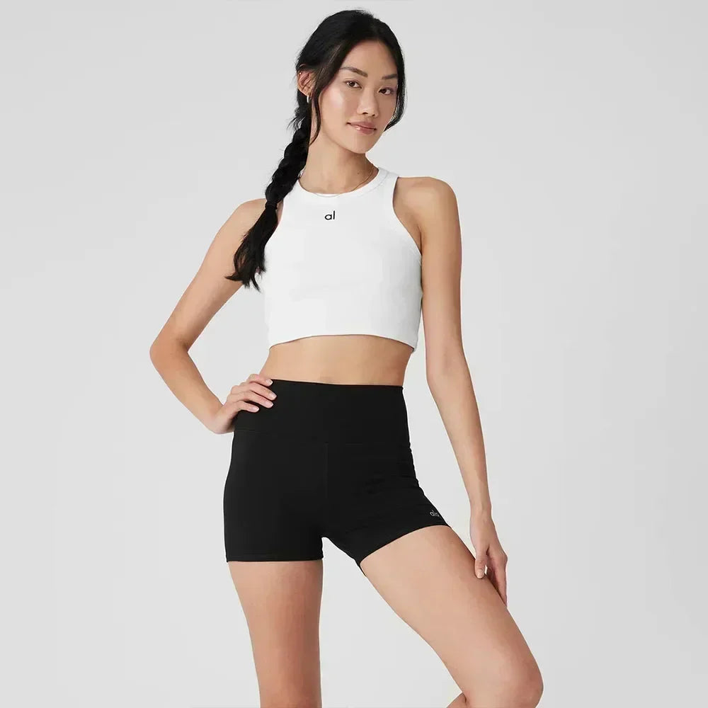 Women’s Summer High Waist Trousers & Cotton O-Neck Yoga Tank Top Set – Casual Loose Wide Leg Gym Sportswear