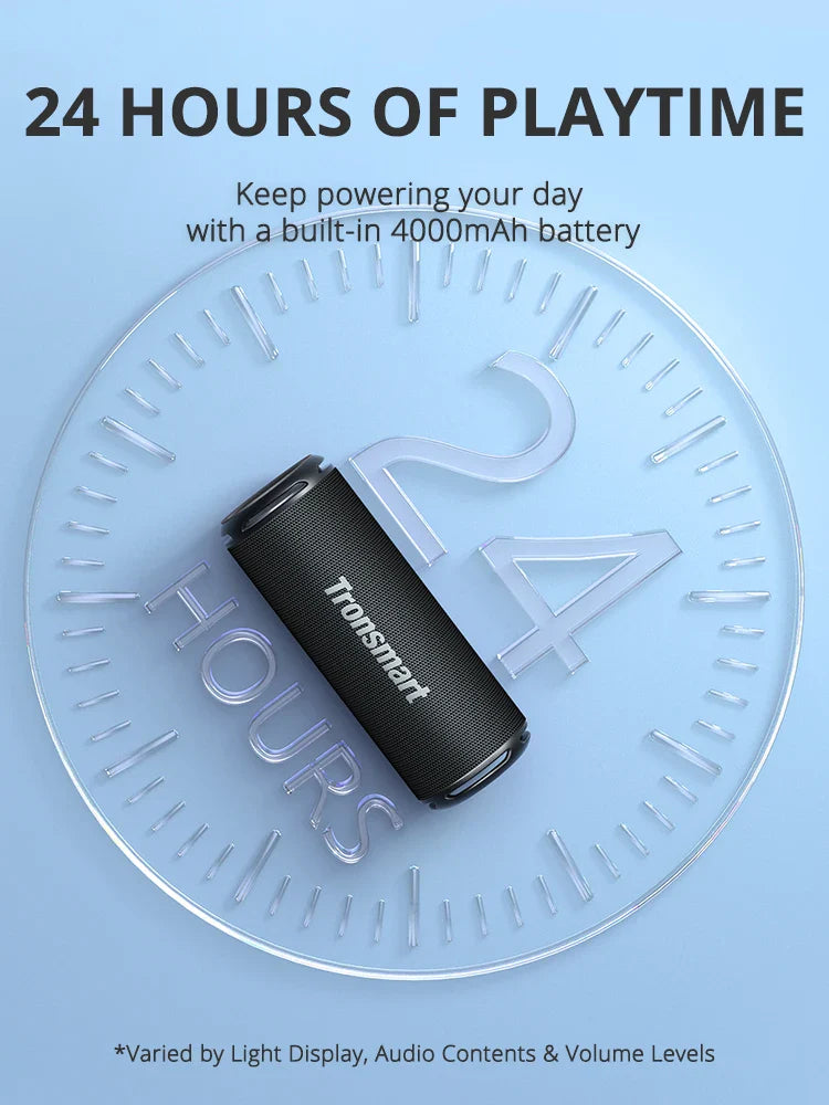 Tronsmart T7 Lite Bluetooth Speaker – Enhanced Bass, 24H Playtime, APP Control, IPX7 Waterproof Portable Speaker for Camping