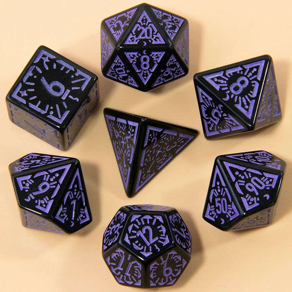 DND Carving Pattern Dice Set - 7Pcs RPG Polyhedral Dice for Board Games, Gifts & Entertainment Accessories