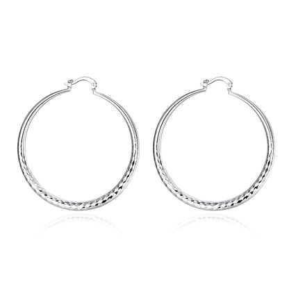 Charms 925 Sterling Silver 5CM Circle Hoop Earrings for Women - Fashionable Wedding Party Jewelry, Holiday Gifts