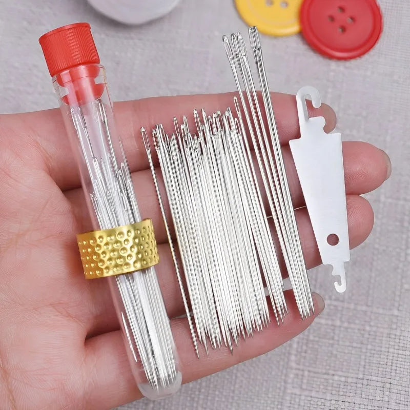 Large Eye Stainless Steel Sewing Needle Set for Embroidery, Knitting & Yarn Stitching – Hand Sewing DIY Crafts Tools