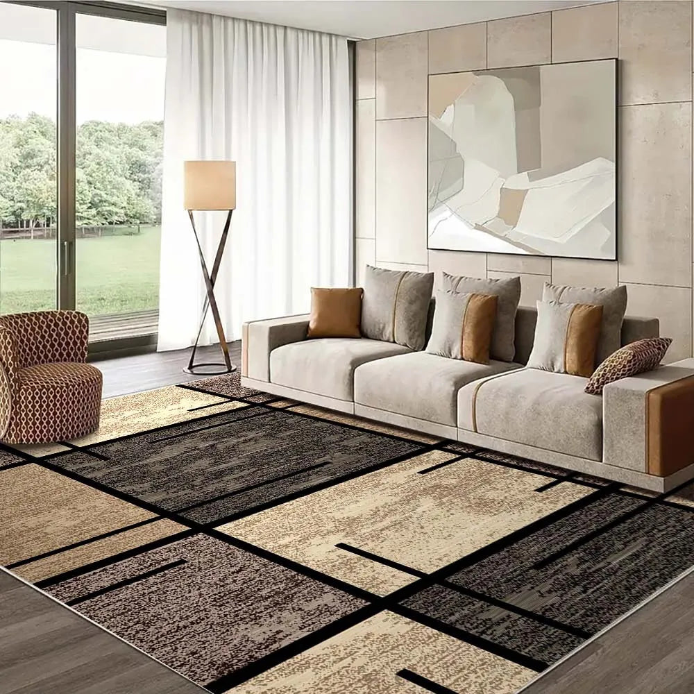 VIKAMA Premium Light Luxury Geometric Rug – Easy-Care Lightweight Carpet for Living Room, Bedroom & Office