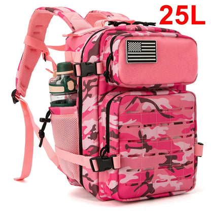 QT&QY 25L/45L Tactical Backpack – Outdoor Survival & Hiking Rucksack for Men & Women, Bug Out Bag with Bottle Holder