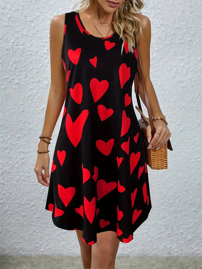 2024 Summer Boho Printed Dress - Women's Sleeveless Casual Holiday Gown O Neck Party Plus Size Fashion Dress