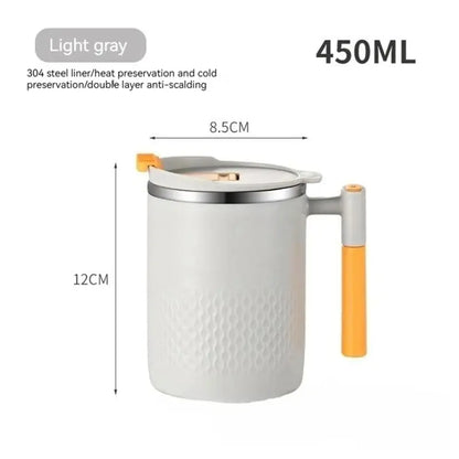 Portable Double-Layer Coffee Mug – 304 Stainless Steel with Handle and Cover | Leak-Proof Thermos Cup