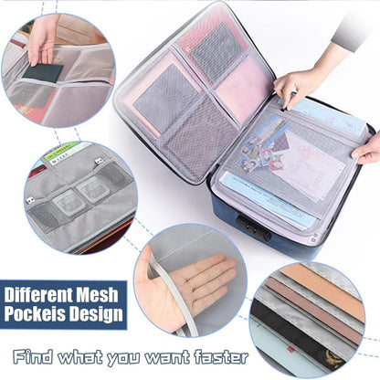 Document Briefcase - 3-Layer Lockable Storage Bag for Men & Women, Wallet, Passport, Home Security Storage Box - ZMT