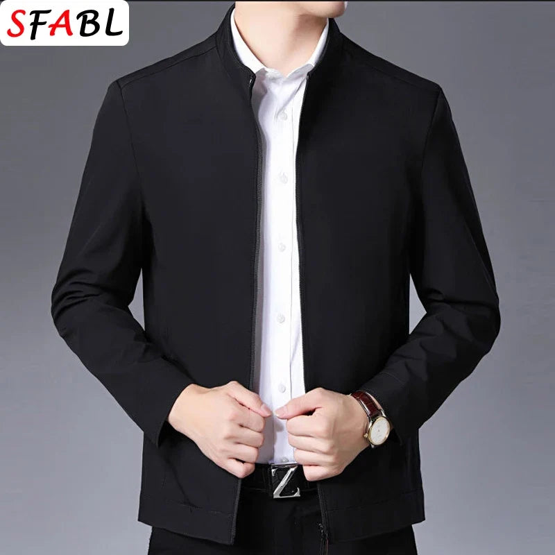 Men’s Business Casual Jacket - Luxury Zipper Blazer Office Coat for Spring and Autumn, Up to 3XL