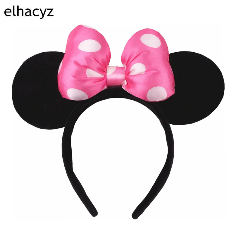 Big Classic Polka Dot Bow Minnie Mouse Ears Headband – Festival & Party Hairband for Women & Girls, Disney Trip Accessories