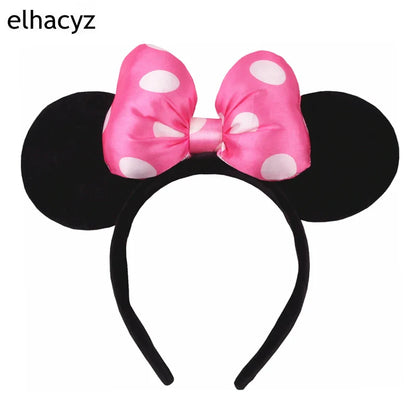 Big Classic Polka Dot Bow Minnie Mouse Ears Headband – Festival & Party Hairband for Women & Girls, Disney Trip Accessories