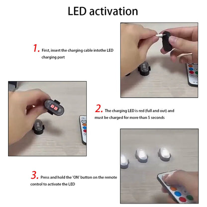 RGB LED Strobe Lights for Car & Motorcycle – 8-Color Wireless Flash Position Warning Lights for Aircraft & Helicopter