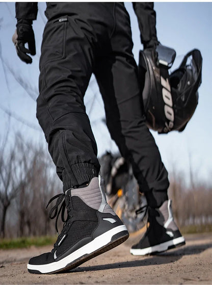 Motorcycle Riding Shoes - Breathable High-Cut, Anti-Fall, Anti-Slip Knight Boots, Parkour Shoes, All-Season Casual Motorcycle Boots