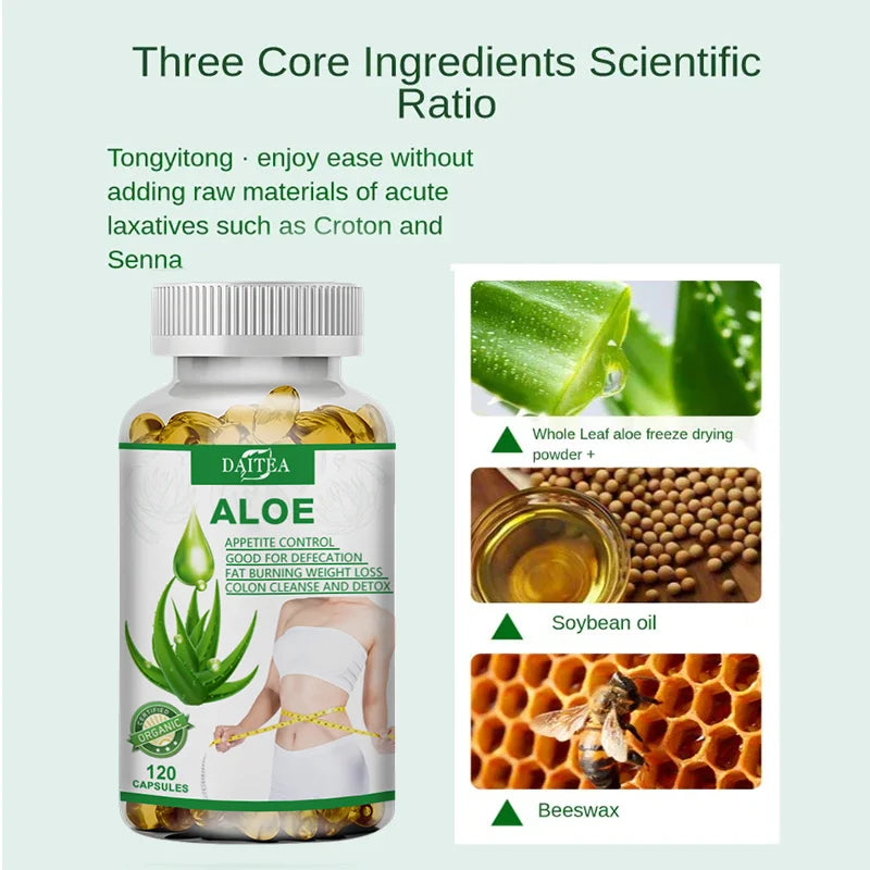 Aloe Vera Extract Capsules – Maximum Strength Detox, Acidity Balance & Immune Support, 120 Capsules