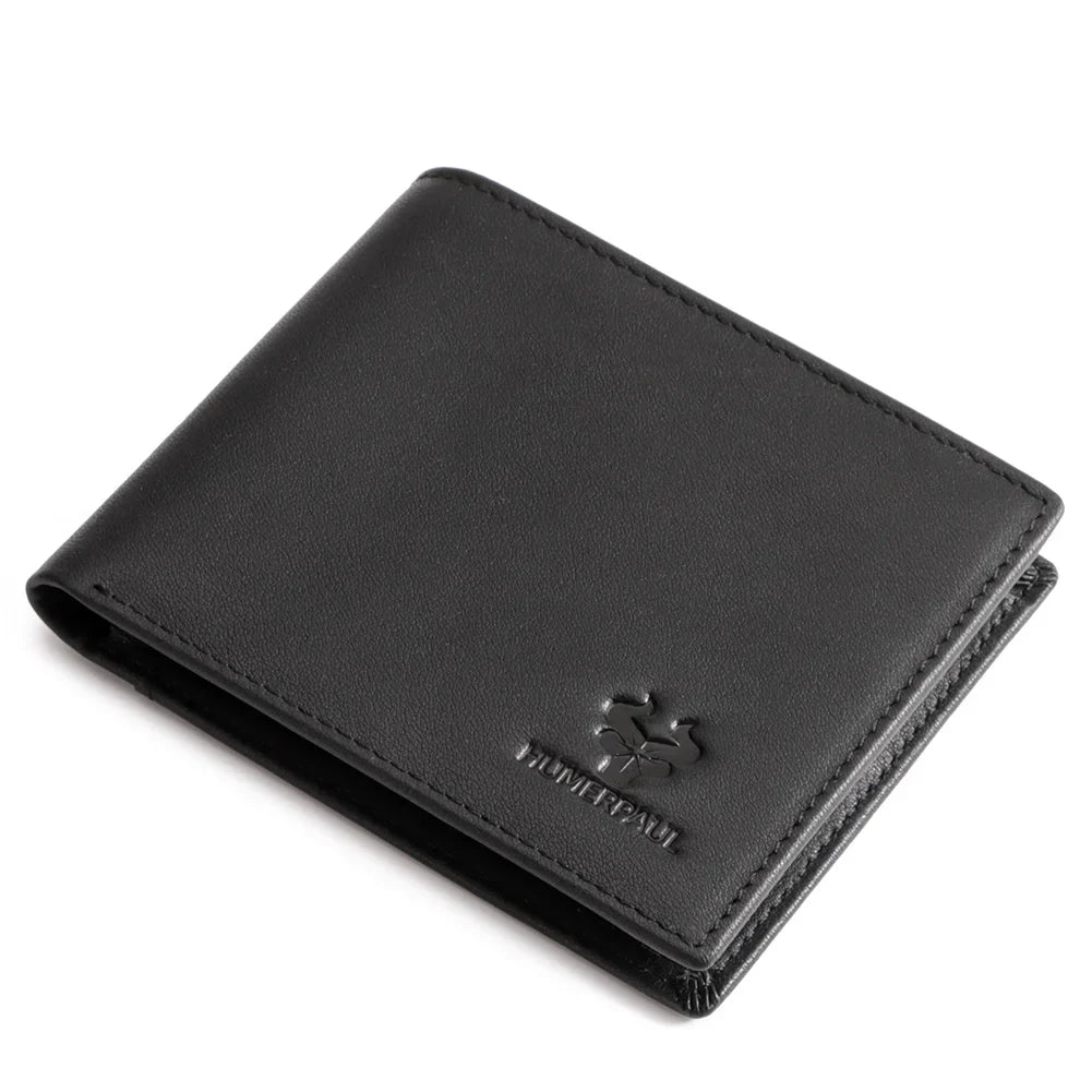 KAVIS Handmade Genuine Leather Men's Wallet RFID Blocking Card Holder with ID Window – Large Capacity Fashion Money & Card Storage Wallet