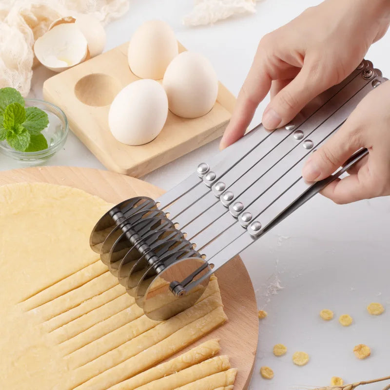 3/5/7 Wheel Cutter Dough Divider - Stainless Steel Dough Knife with Flexible Roller Blade - Pizza and Pastry Peeler - Baking Pan Tool