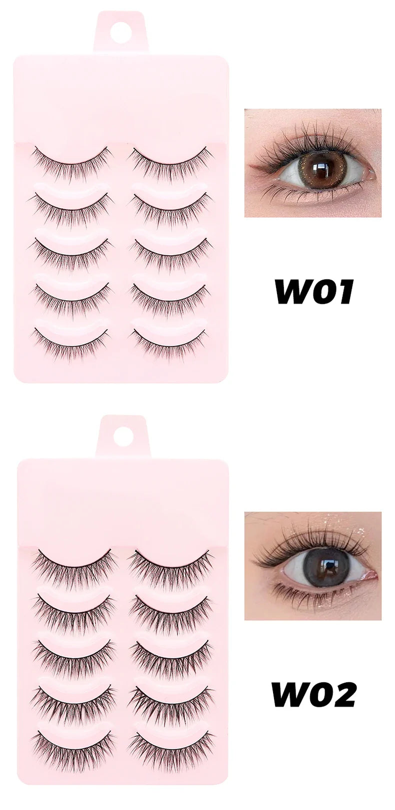 DINGSEN 5 Pairs Manga Style False Eyelashes — Soft, Natural, Long Anime Wispy Strip Lashes for Makeup