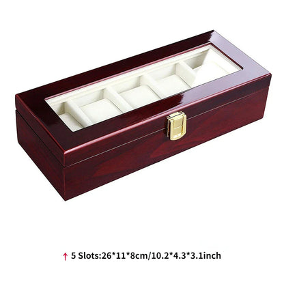 Luxury Wooden Watch Box — 1/2/3/5/6/10/12 Grid Organizer & Holder for Men’s and Women’s Watches, Jewelry Display