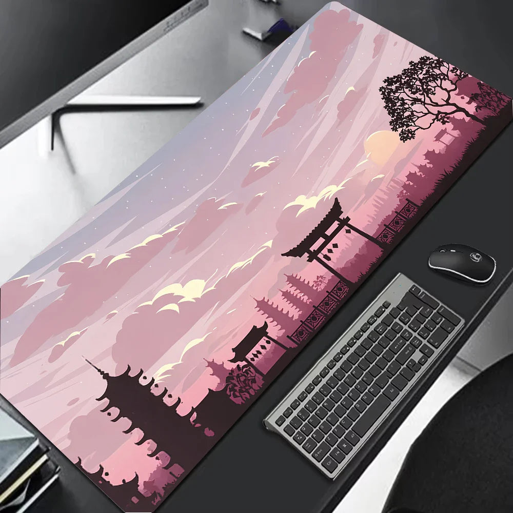 Sakura Scenery Large Anti-Slip Rubber Gaming Mouse Pad – Durable Thick Seam Edge Desk Mat for Office & Gaming