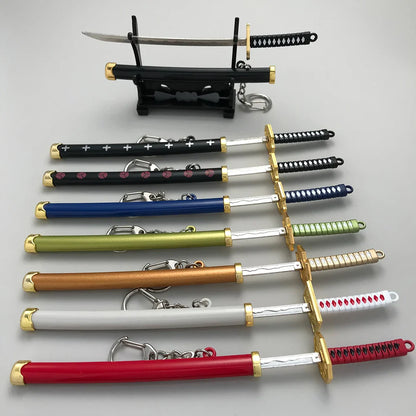 8 Styles Roronoa Zoro Samurai Sword Keychain – Katana Scabbard Keyring for Men & Women, Cosplay Toy Jewelry Gift